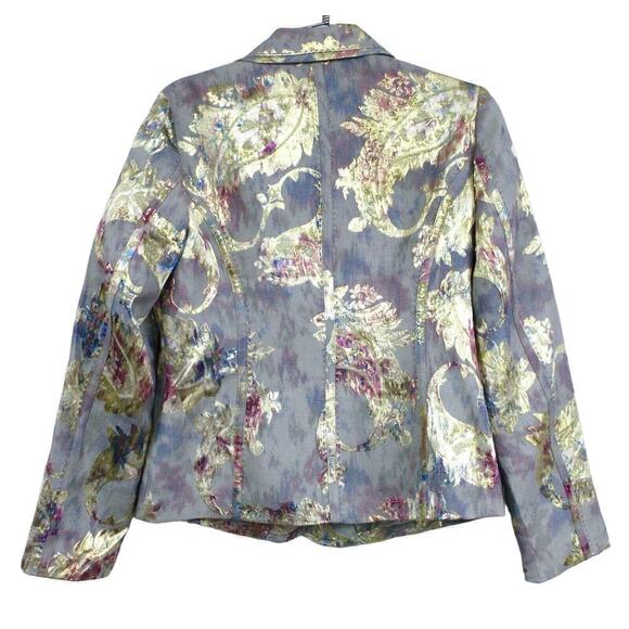 CHICO'S JACKET SIZE 0 INTRICATE JACQUARD ILLIA JACKET PINK RASPBERRY NWT $135 - Picture 4 of 5